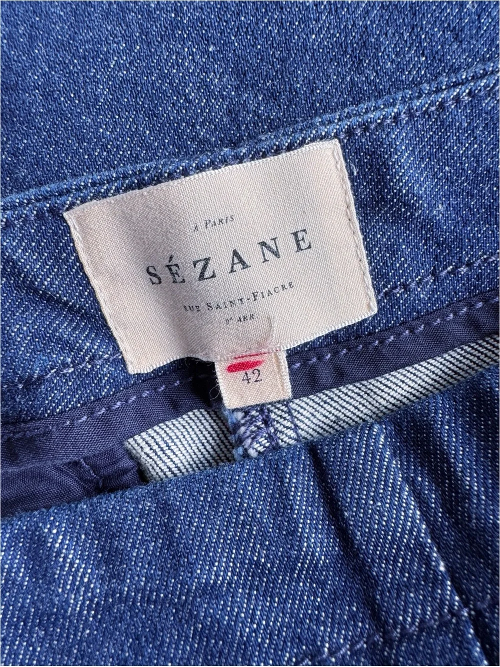 SEZANE Side Zip Stretch Denim Crop Jeans in Denim Blue